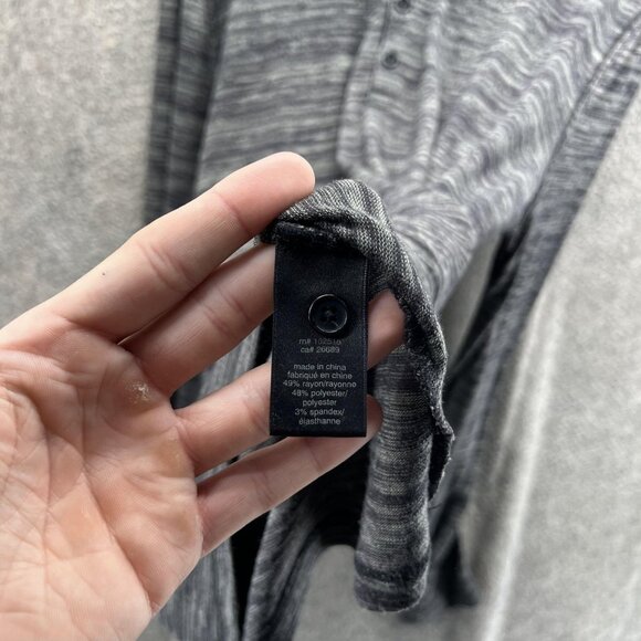 John Varvatos USA Shirt Mens Large Gray Black Henley Long Sleeve Stretch Knit - Picture 6 of 8
